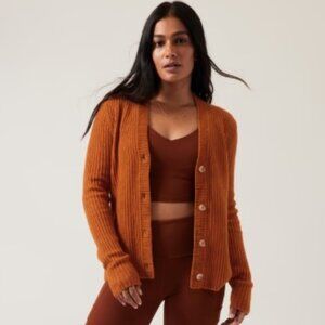 Athleta Layover Cardigan, Foliage Orange, M